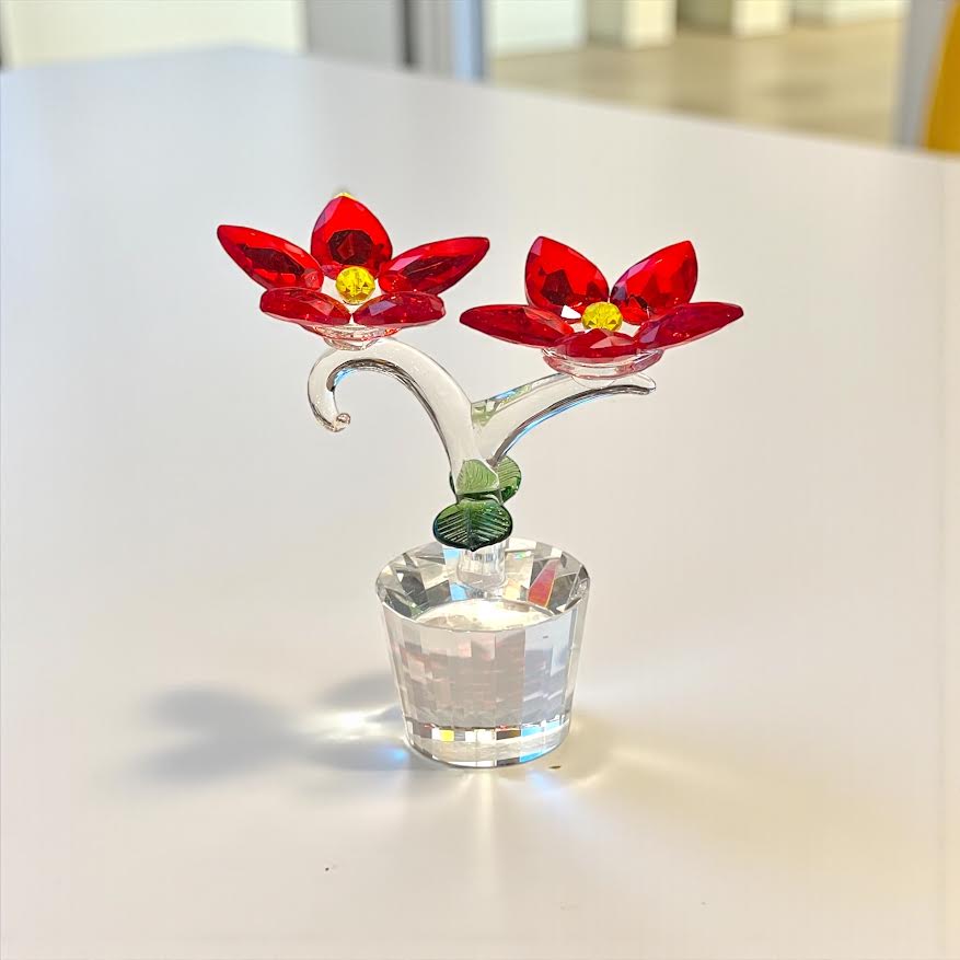 Kristal Çiçek Dekor - Kırmızı