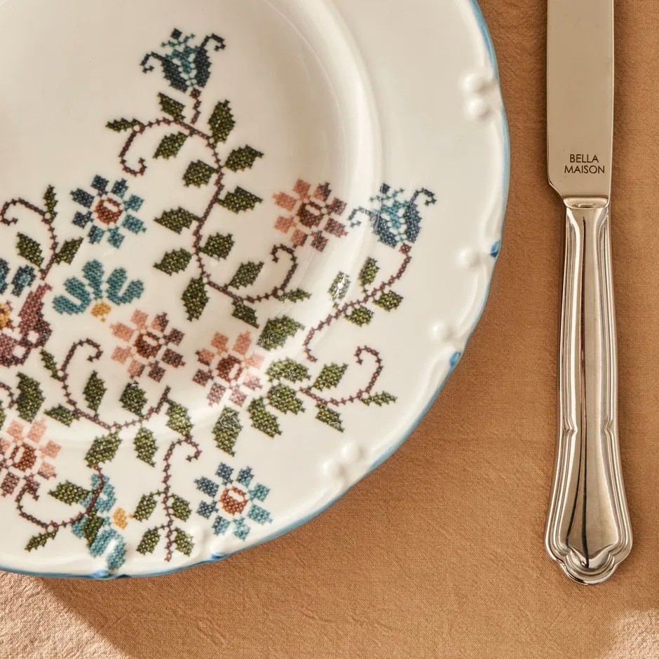 Vintage Porselen 26 Parça 6 Kişilik Kahvaltı Takımı Mavi