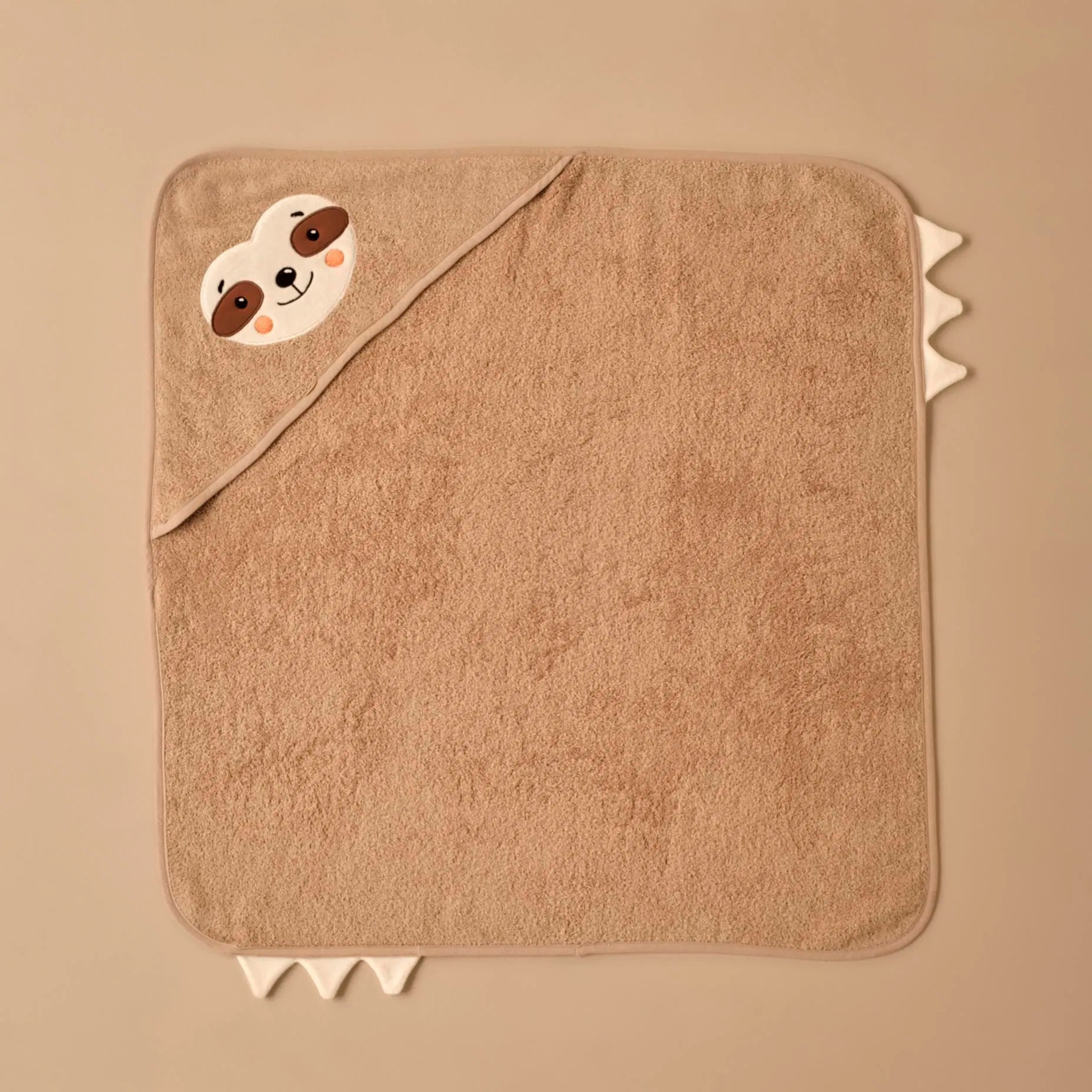 %100 Pamuk Sloth Kundak Havlu Bej (75x75 cm)
