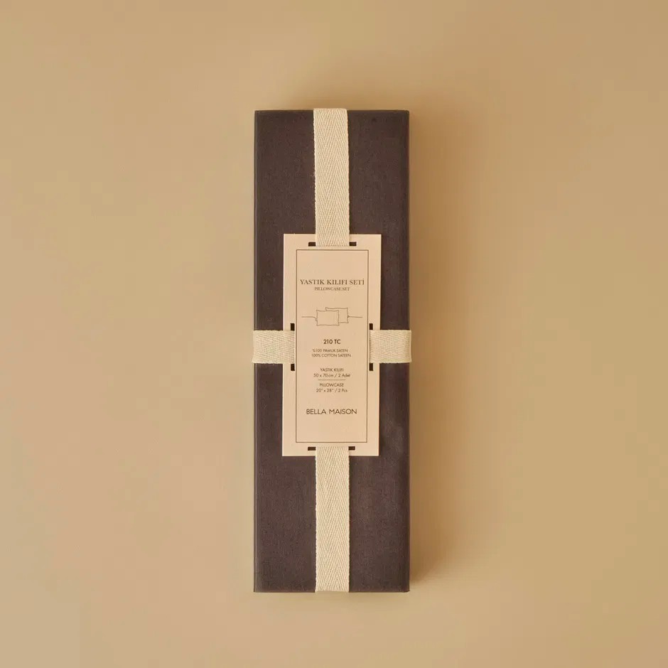 %100 Pamuk Saten Supreme 2'li Yastık Kılıfı Antrasit (50x70 cm)