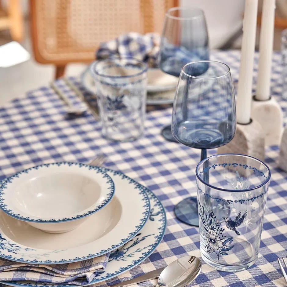Bleu Blanc Porselen 24 Parça 6 Kişilik Yemek Takımı Mavi 