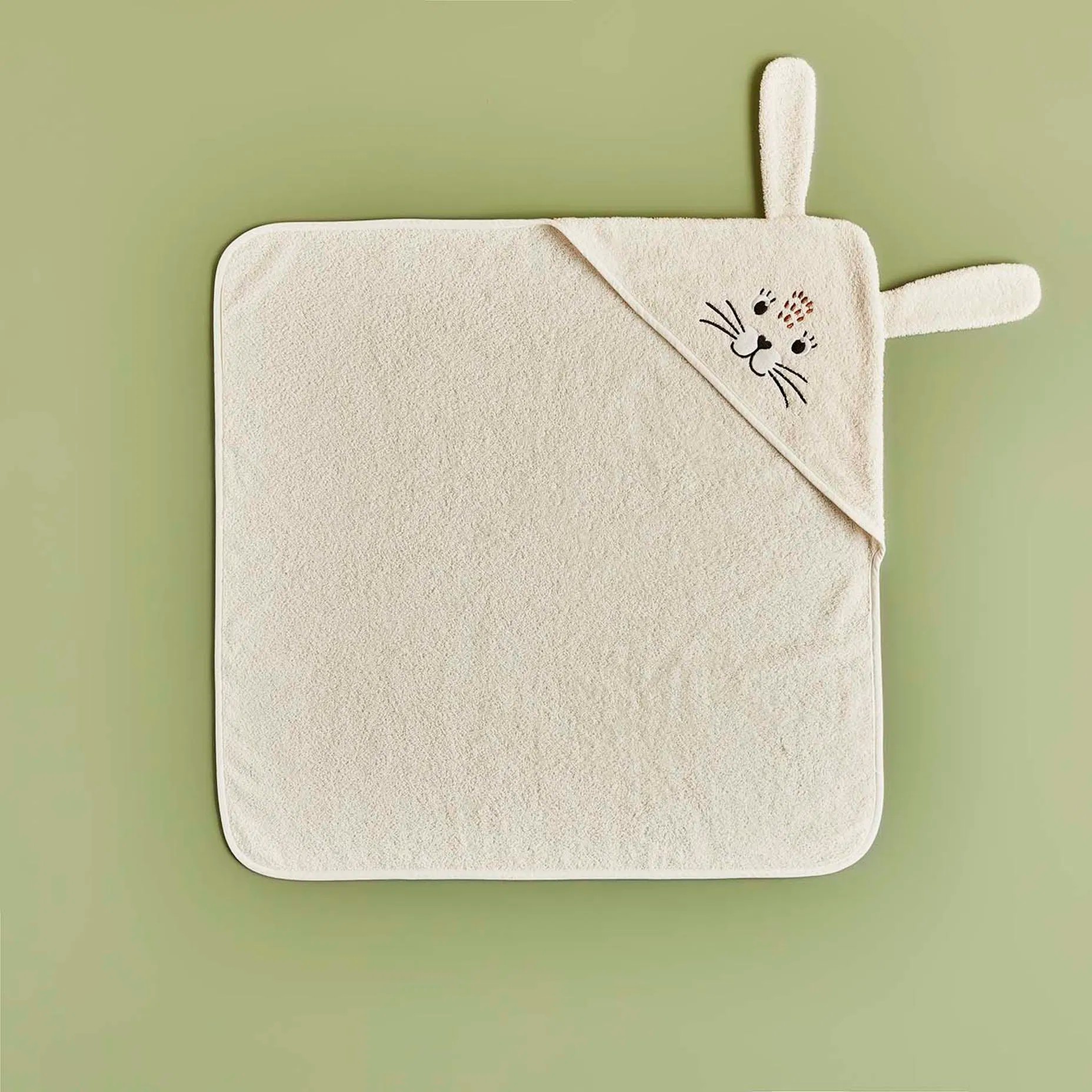 %100 Pamuk Rabbit Kundak Havlu Ekru (75x75 cm)