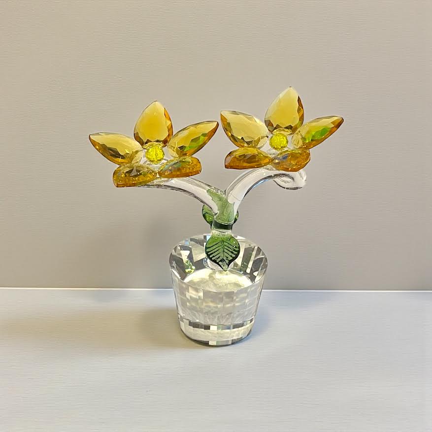 Kristal Çiçek Dekor - Sarı