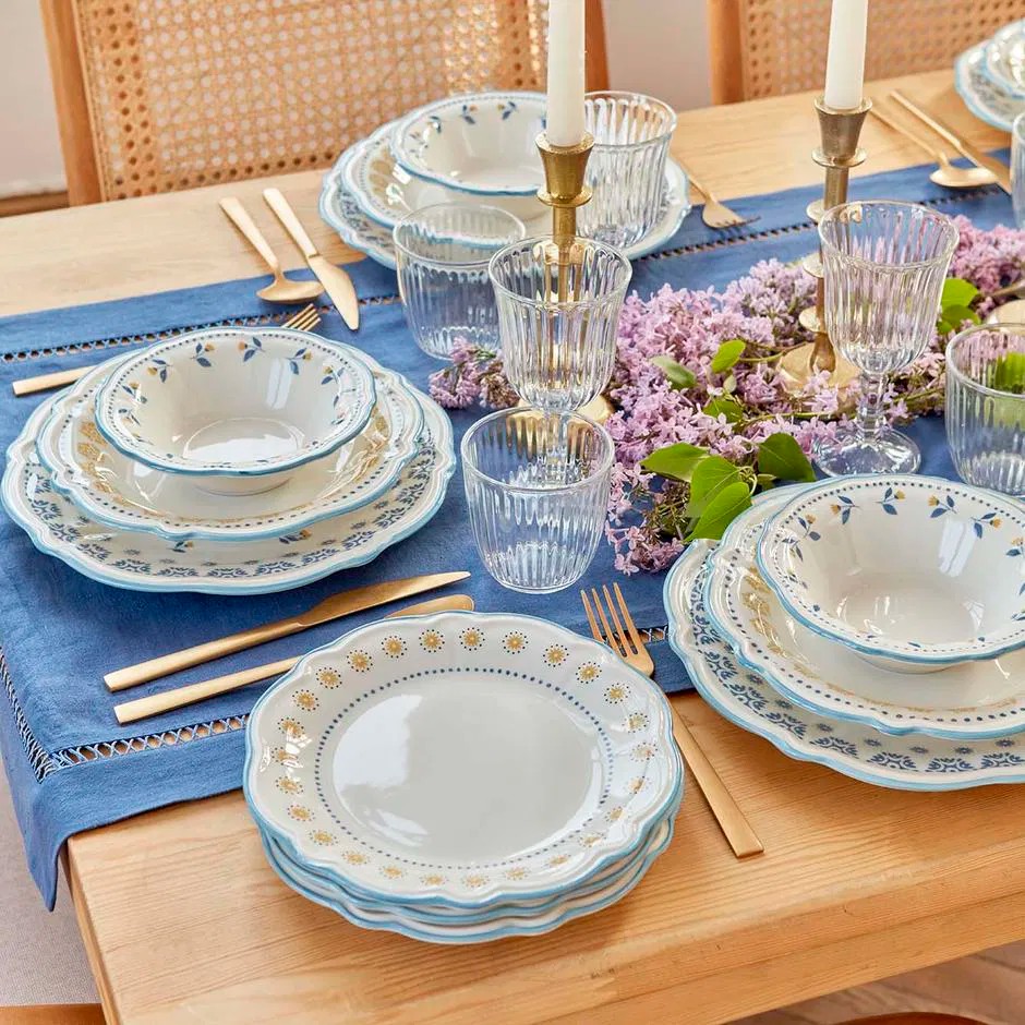 Mabel Stoneware 24 Parça 6 Kişilik Yemek Takımı Mavi