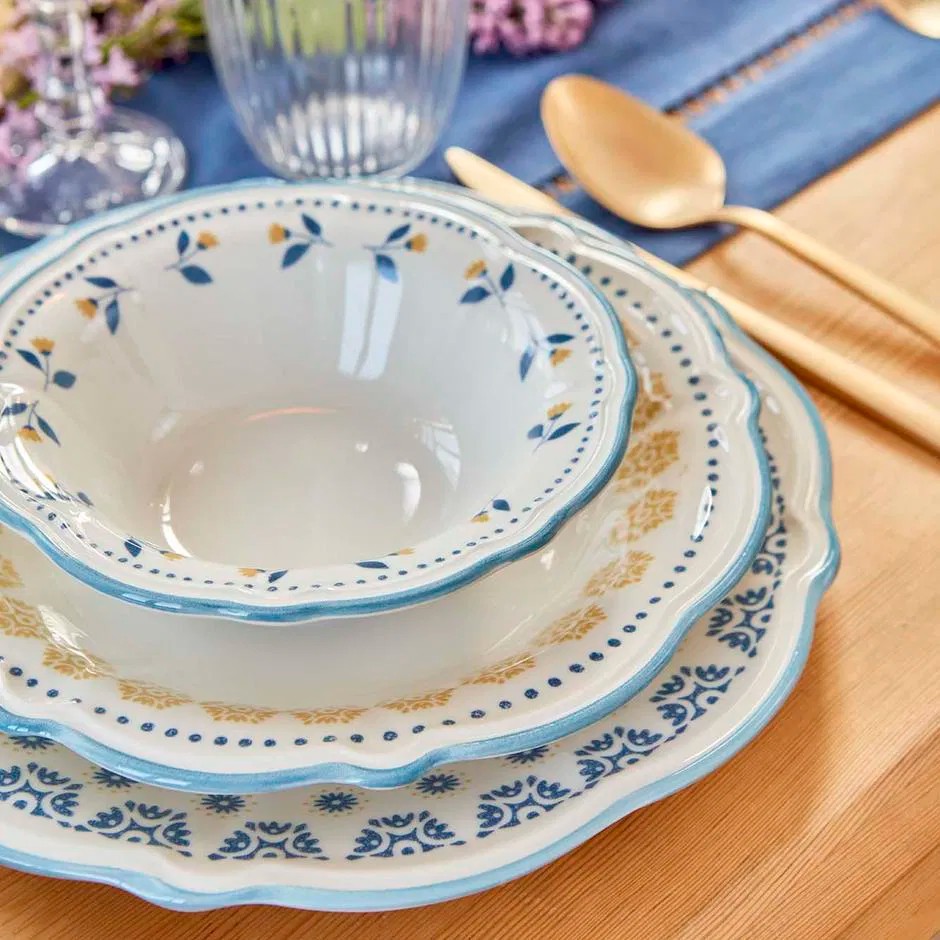 Mabel Stoneware 24 Parça 6 Kişilik Yemek Takımı Mavi