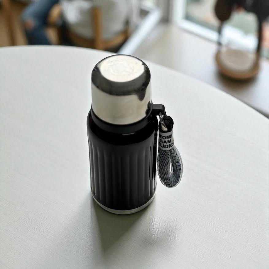 Paslanmaz Çelik Vakumlu Termos - 300ml - Siyah