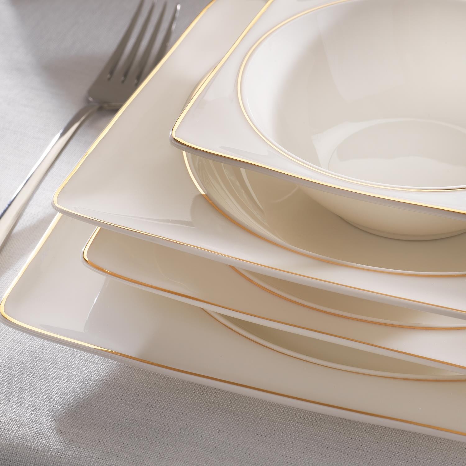 Glamor Pure Yemek Takımı 60 Parça-Gold
