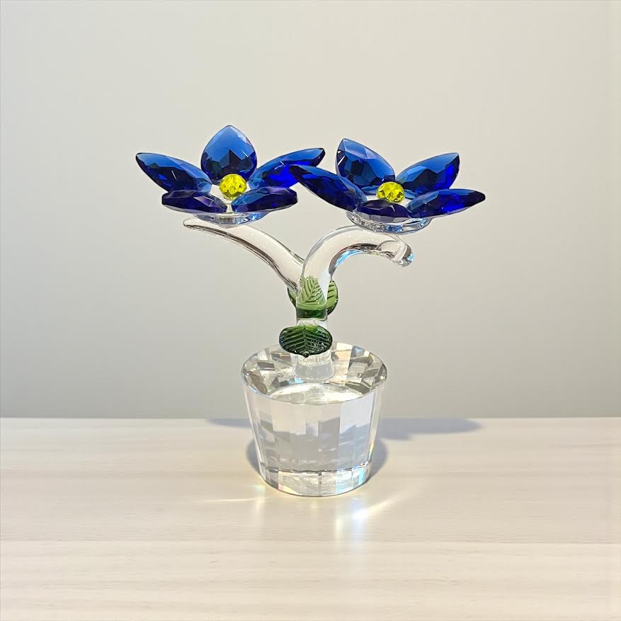 Kristal Çiçek Dekor - Mavi
