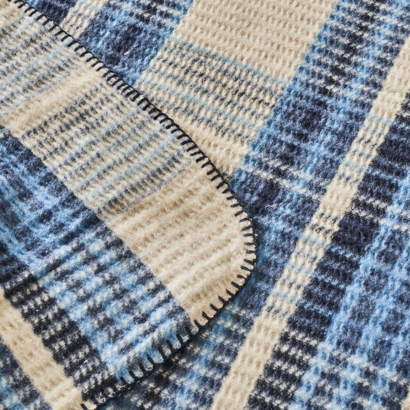 Noah Pamuklu Tek Kişilik Skoç Battaniye Mavi (150x200 cm)