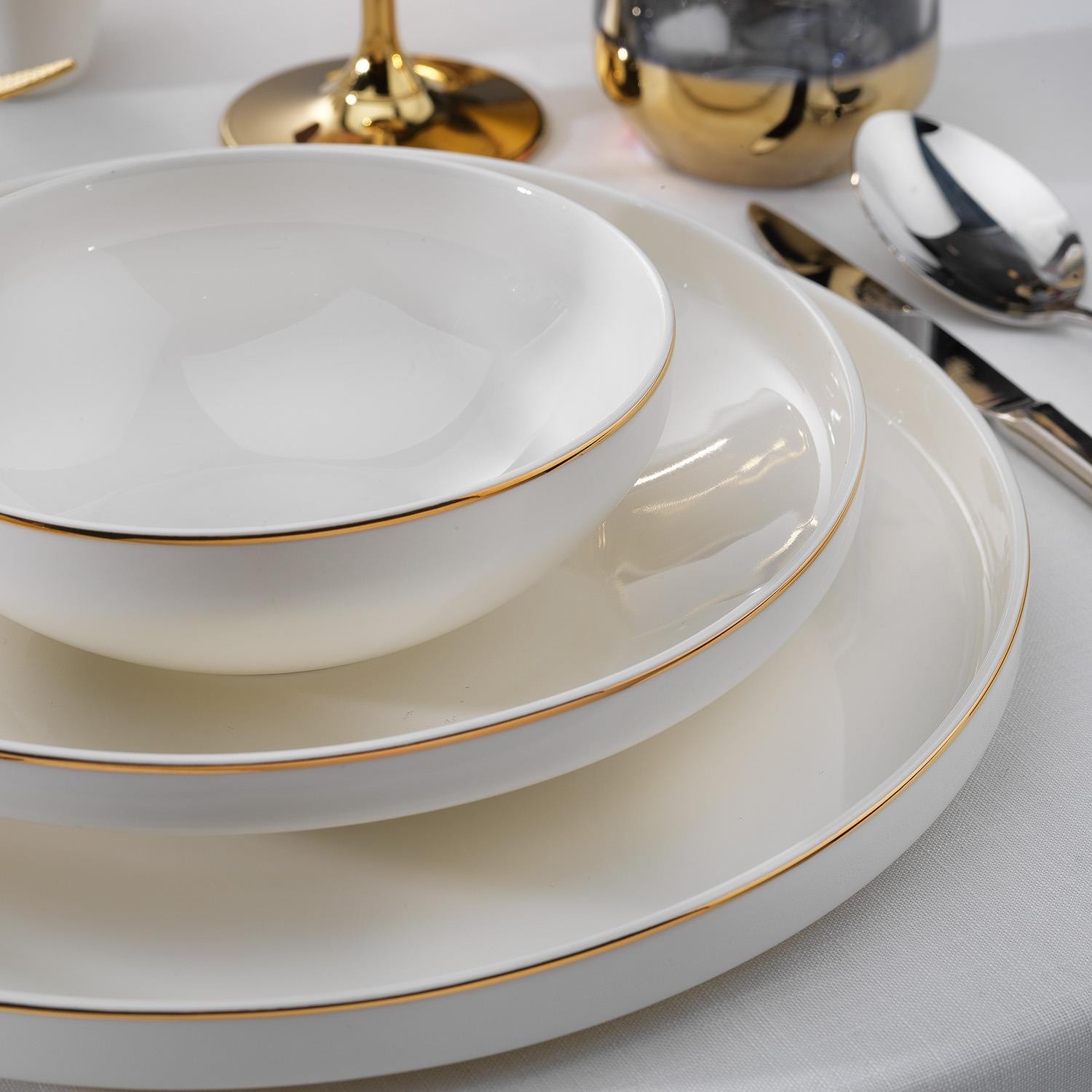  Adel Gold Yemek Takımı 56 Parça-Gold