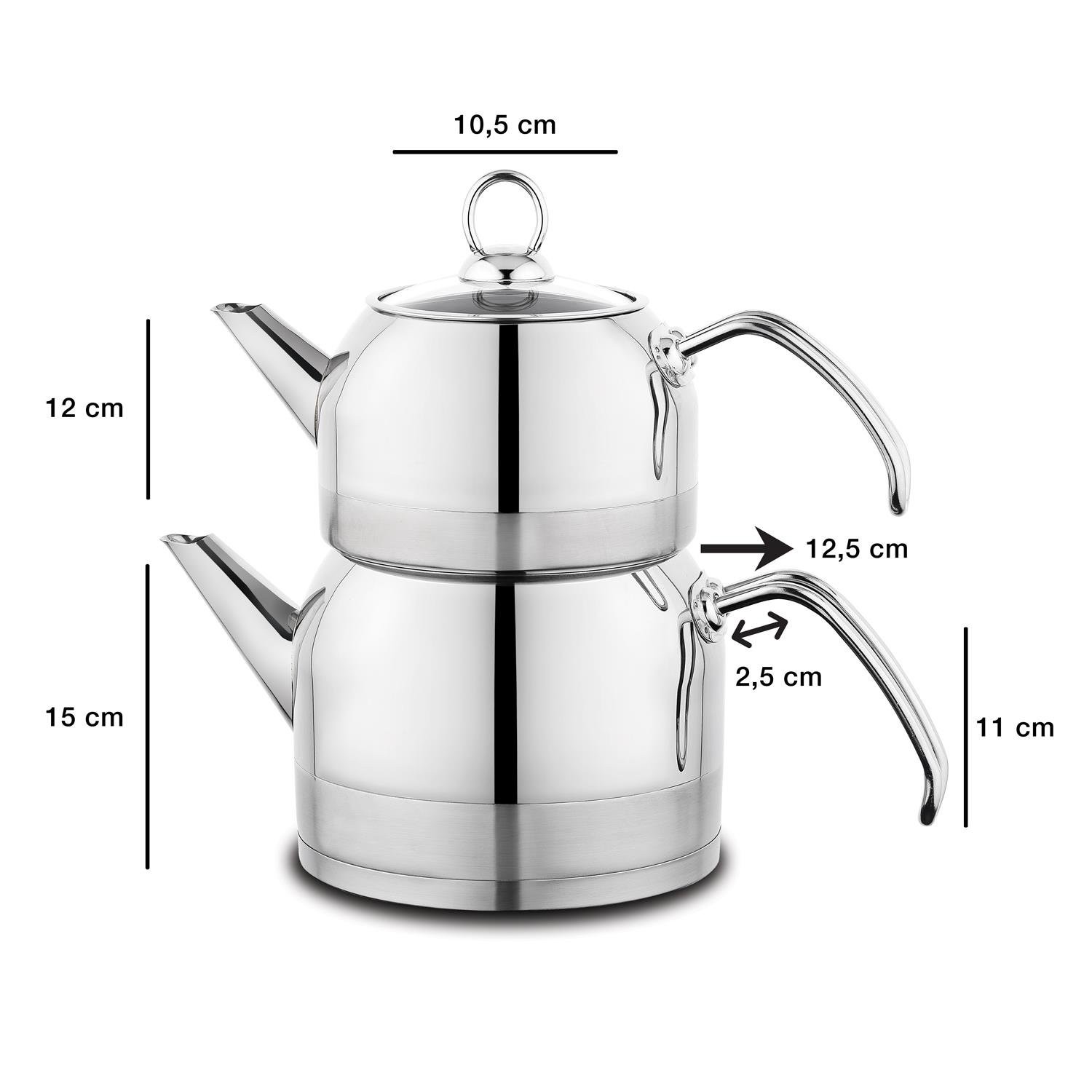 Ada Metal Çaydanlık Takımı (Büyük) 4 Parça-Inox