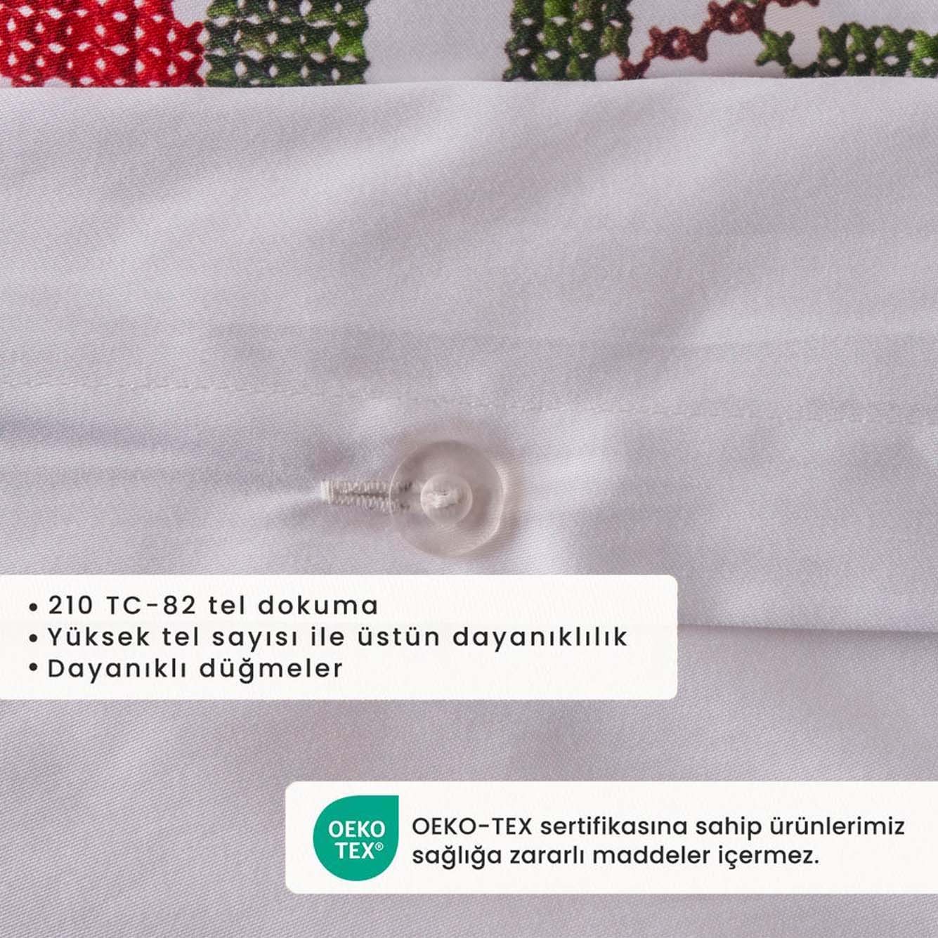 %100 Pamuk Saten Jolly Çift Kişilik Nevresim Seti Kırmızı (200x220 cm)