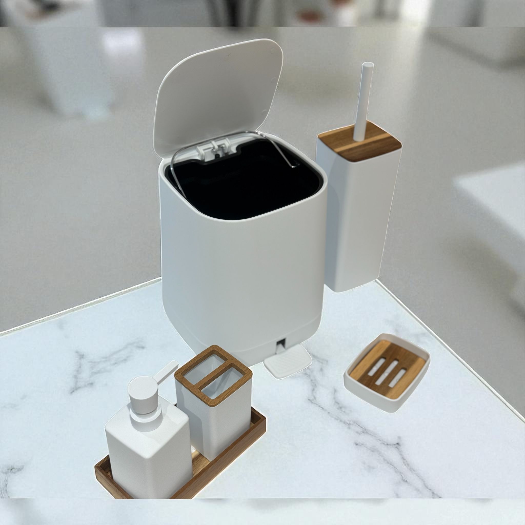 6 Parça Akrilik Banyo Seti Beyaz 