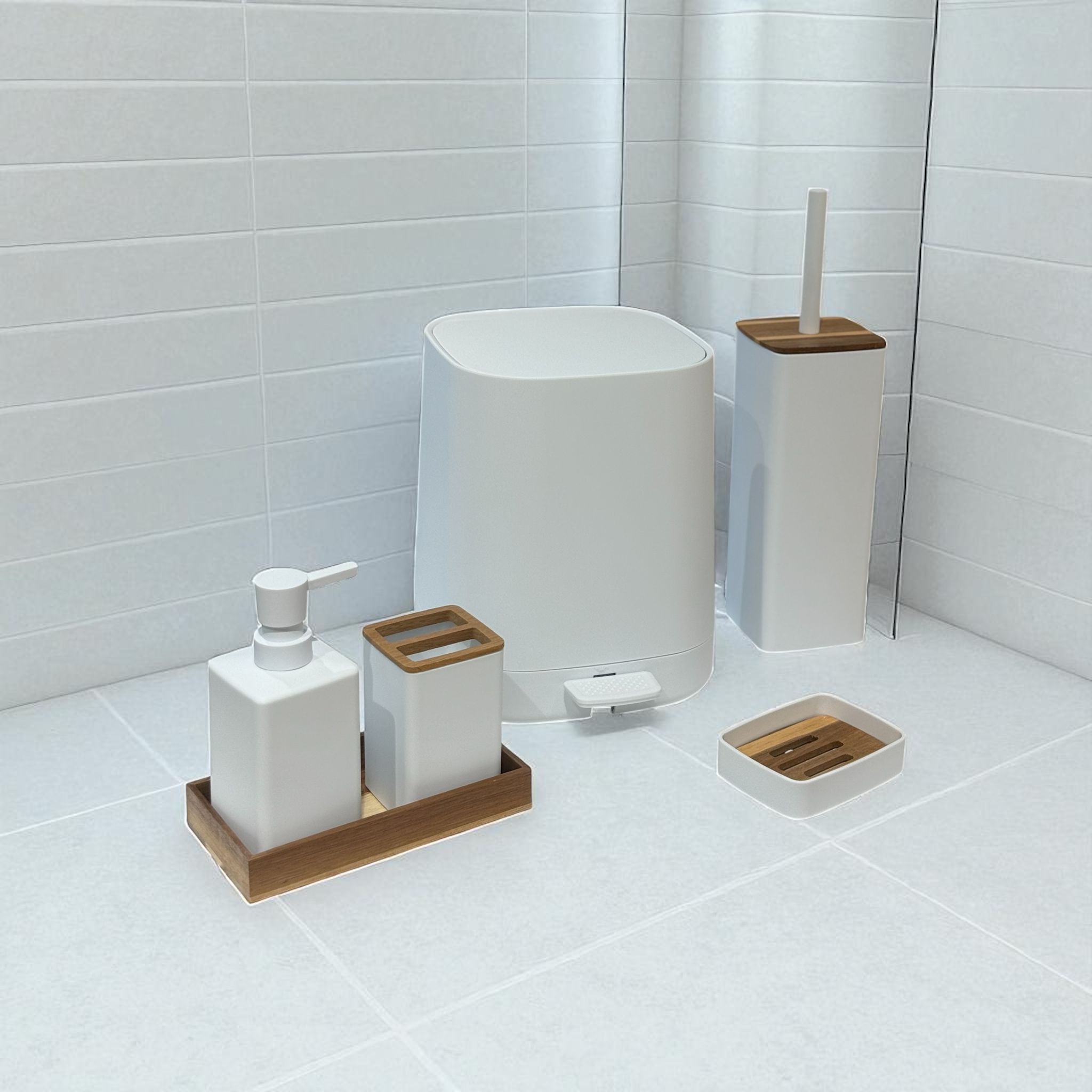 6 Parça Akrilik Banyo Seti Beyaz 