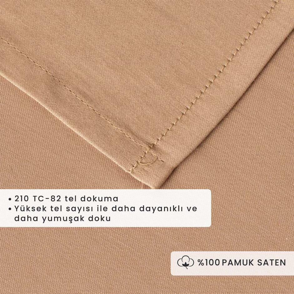 Supreme Basic Çift Kişilik %100 Pamuk Saten Düz Çarşaf Vizon (240x260 cm)
