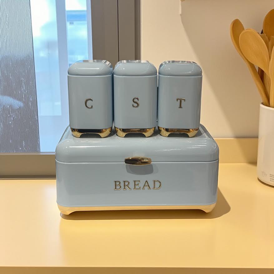 Ekmek Saklama Kutusu + 3’lü Saklama Kabı Seti - Mavi