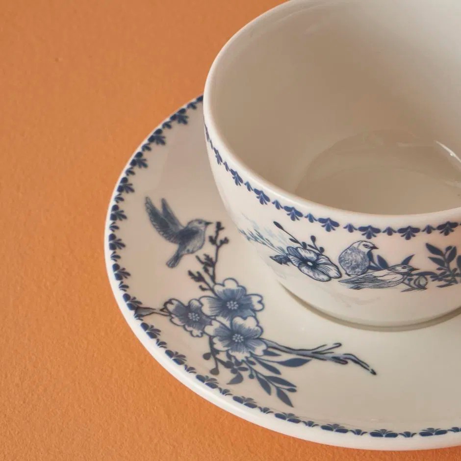 Bleu Blanc Porselen 2'li Çay Fincan Seti Mavi (270 cc)