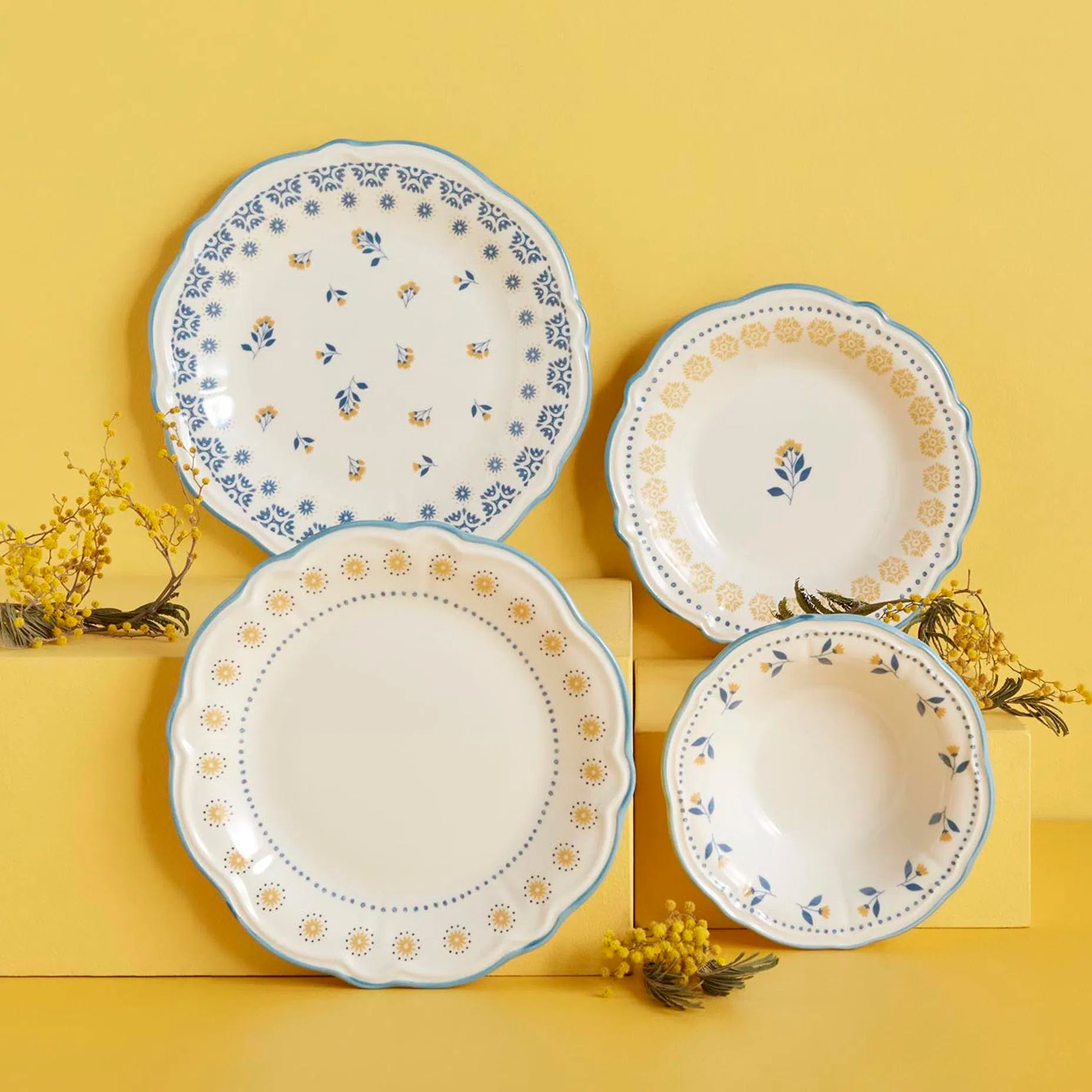 Mabel Stoneware 24 Parça 6 Kişilik Yemek Takımı Mavi