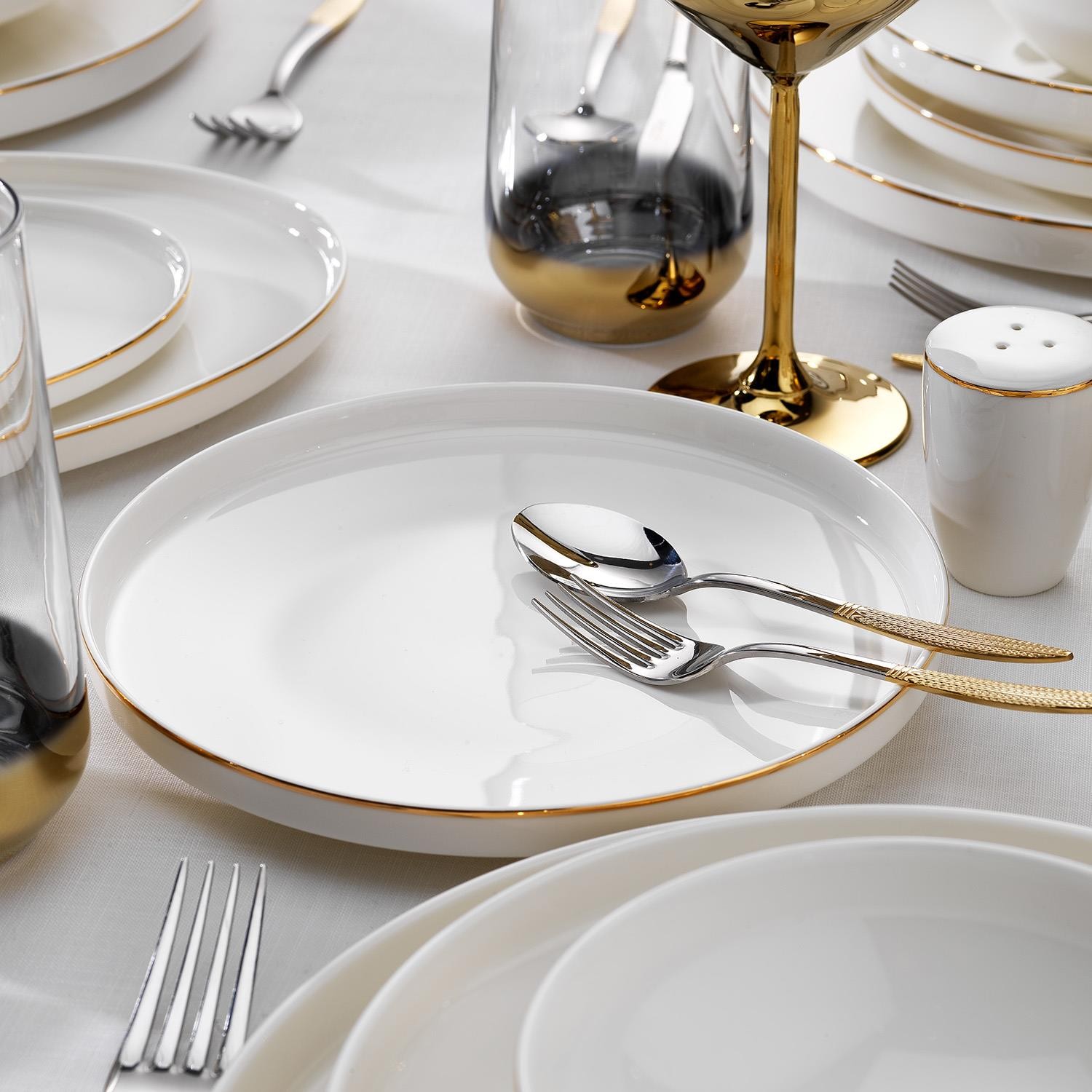  Adel Gold Yemek Takımı 56 Parça-Gold