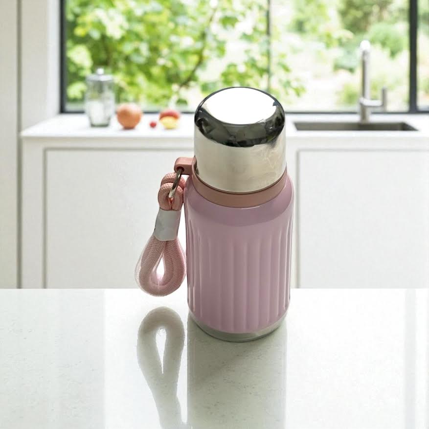 Paslanmaz Çelik Vakumlu Termos - 300ml - Pembe