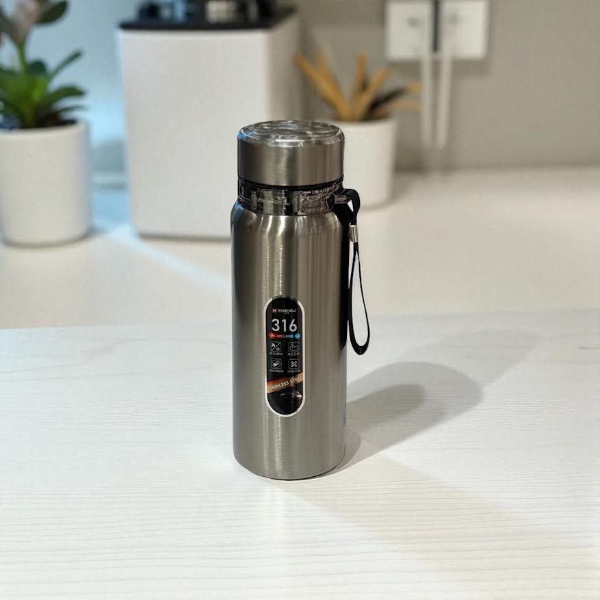 800 ml Paslanmaz Çelik Vakumlu Termos - Gri