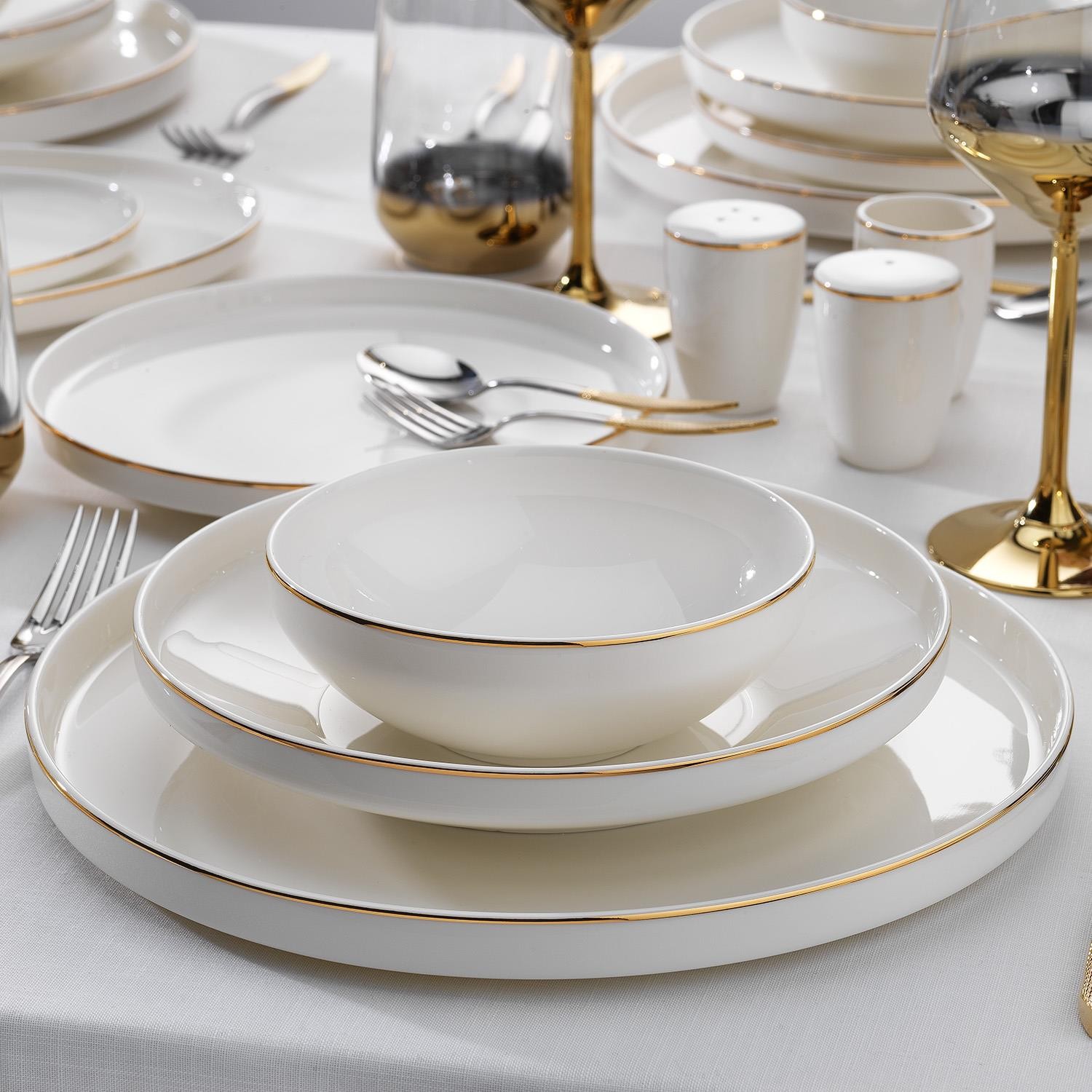  Adel Gold Yemek Takımı 56 Parça-Gold