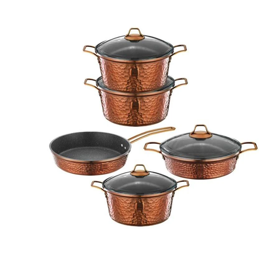 Copper 9 Parça Tencere Seti Bakır