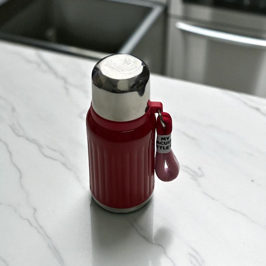 Paslanmaz Çelik Vakumlu Termos - 300ml - Kırmızı