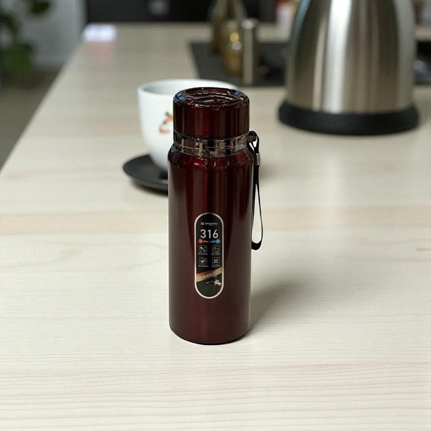 800 ml Paslanmaz Çelik Vakumlu Termos - Kırmızı