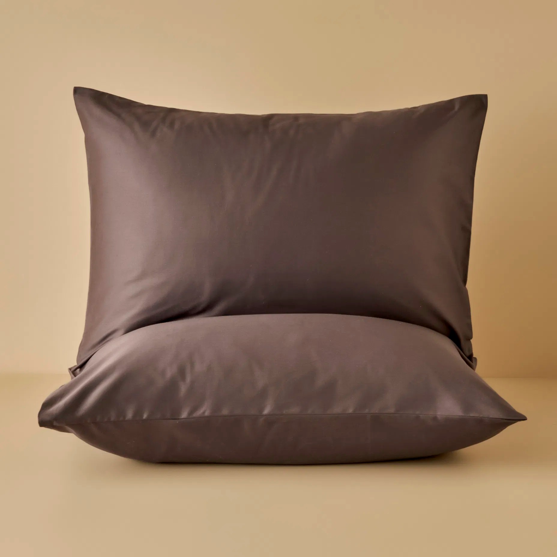 %100 Pamuk Saten Supreme 2'li Yastık Kılıfı Kahvrengi (50x70 cm)