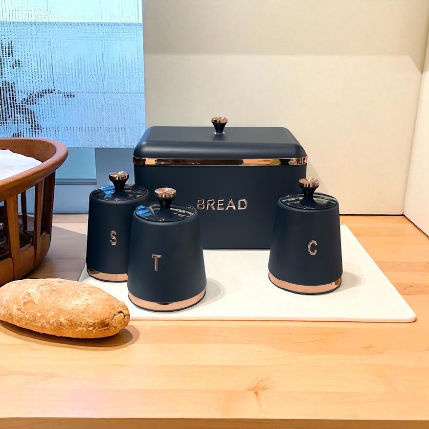 Ekmek Saklama Kutusu + 3’lü Saklama Kabı Seti - Lacivert