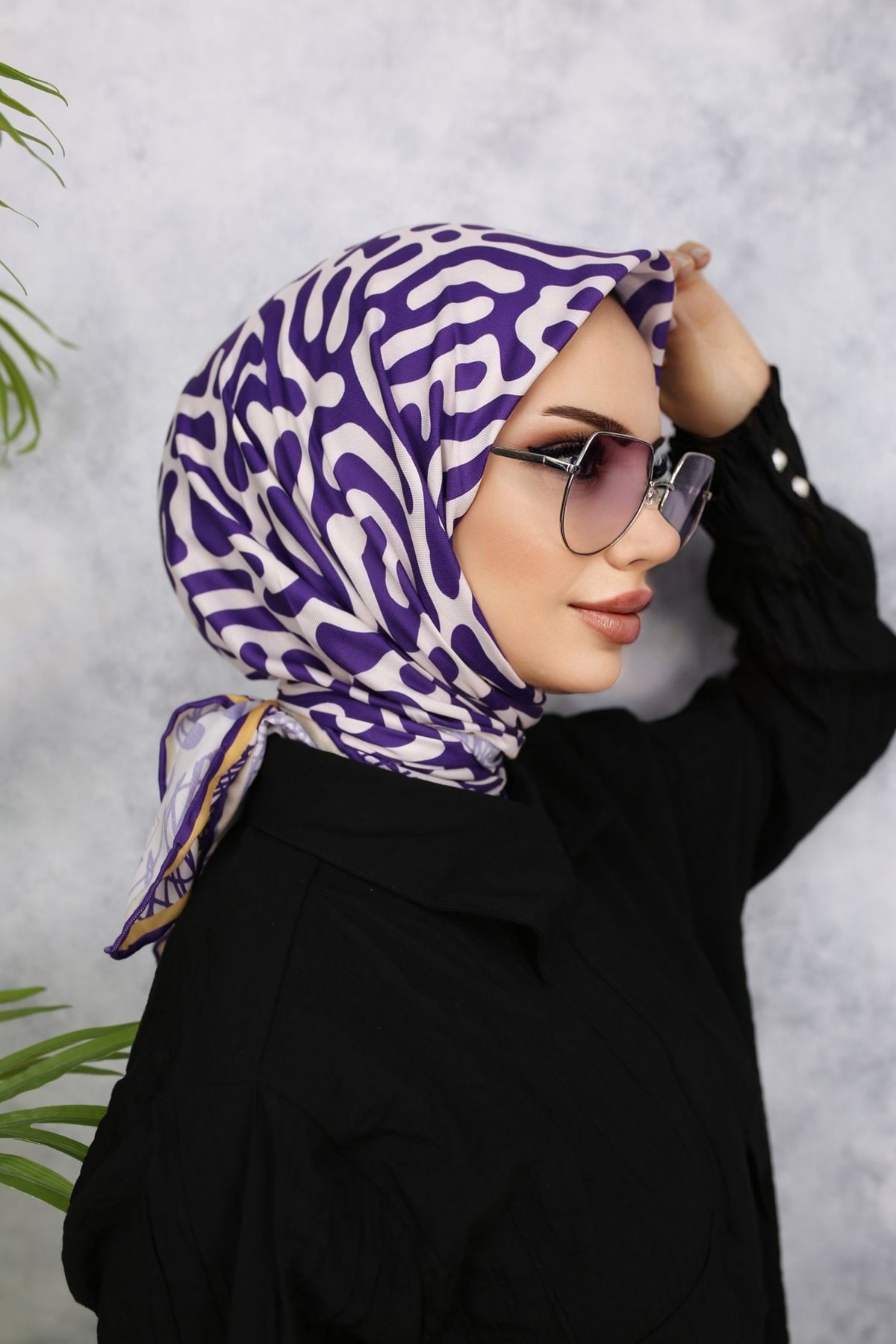 Scarf Zebra Desen Soft Eşarp - mürdüm