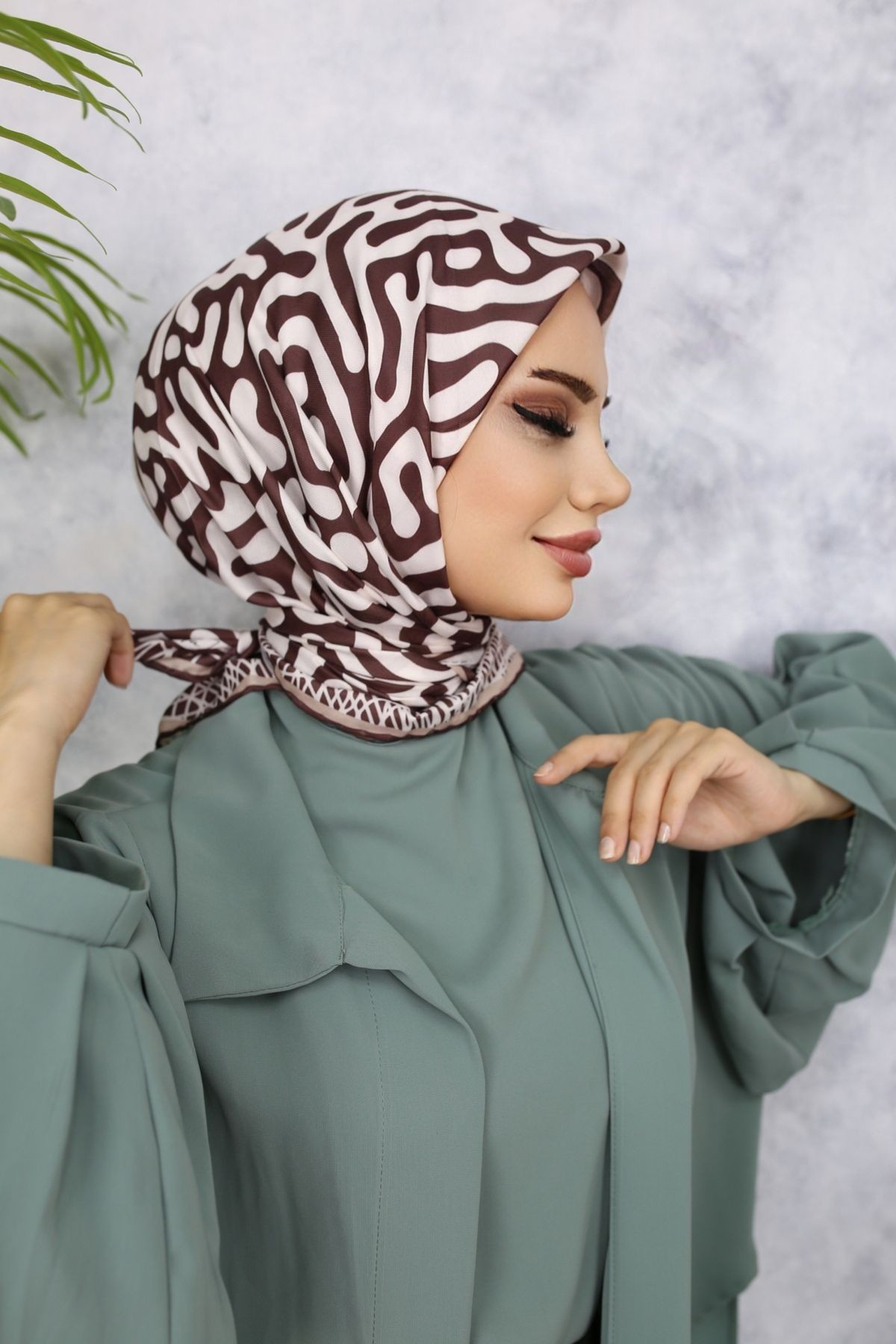 Scarf Zebra Desen Soft Eşarp - Acı Kahve