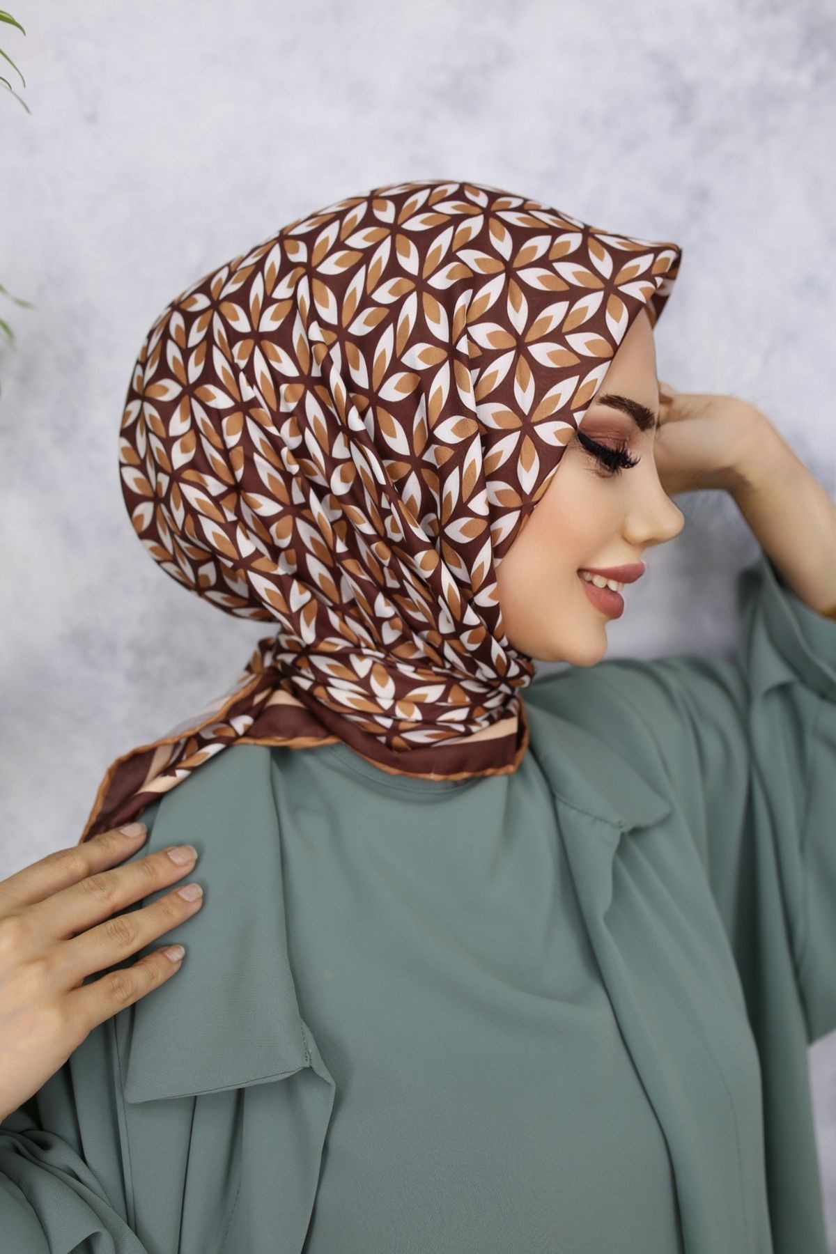 Scarf Rüzgargülü Desen Soft Eşarp - tarçın