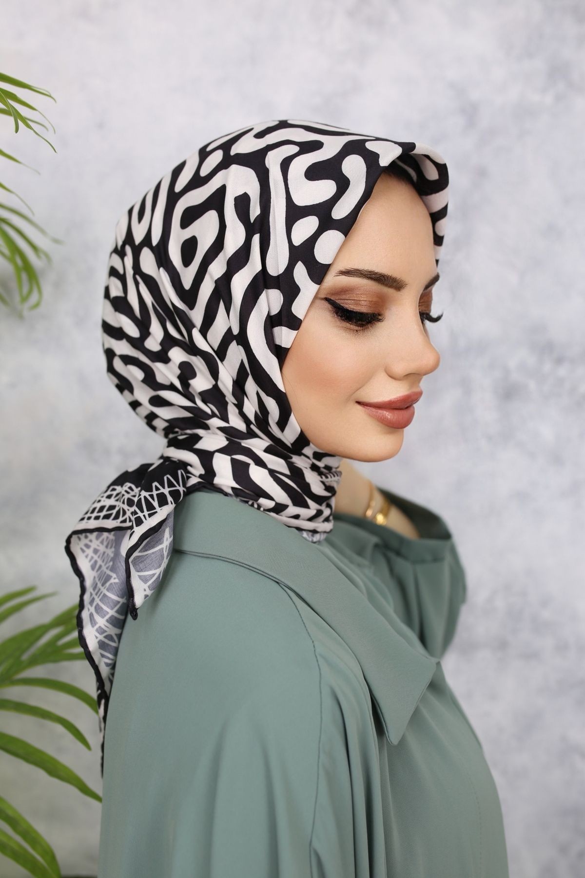 Scarf Zebra Desen Soft Eşarp - siyah