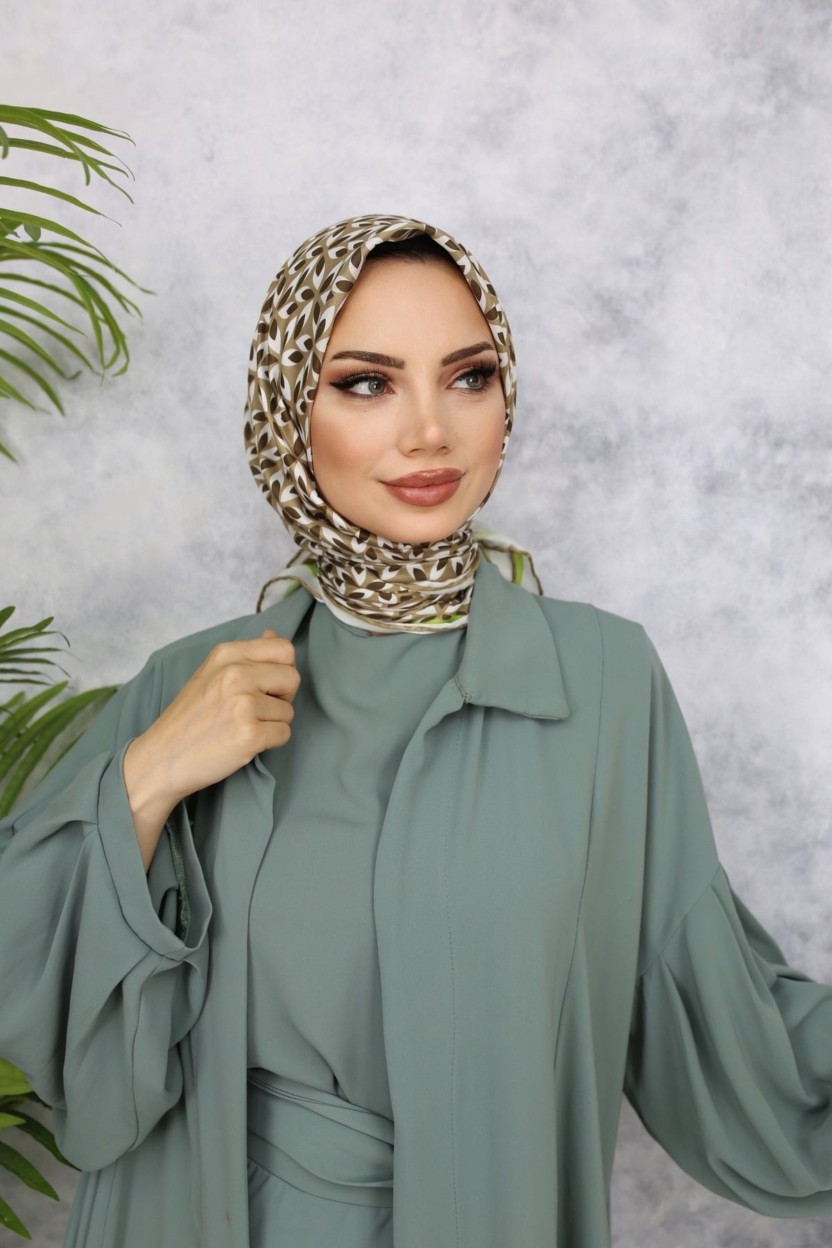 Scarf Rüzgargülü Desen Soft Eşarp - kahve