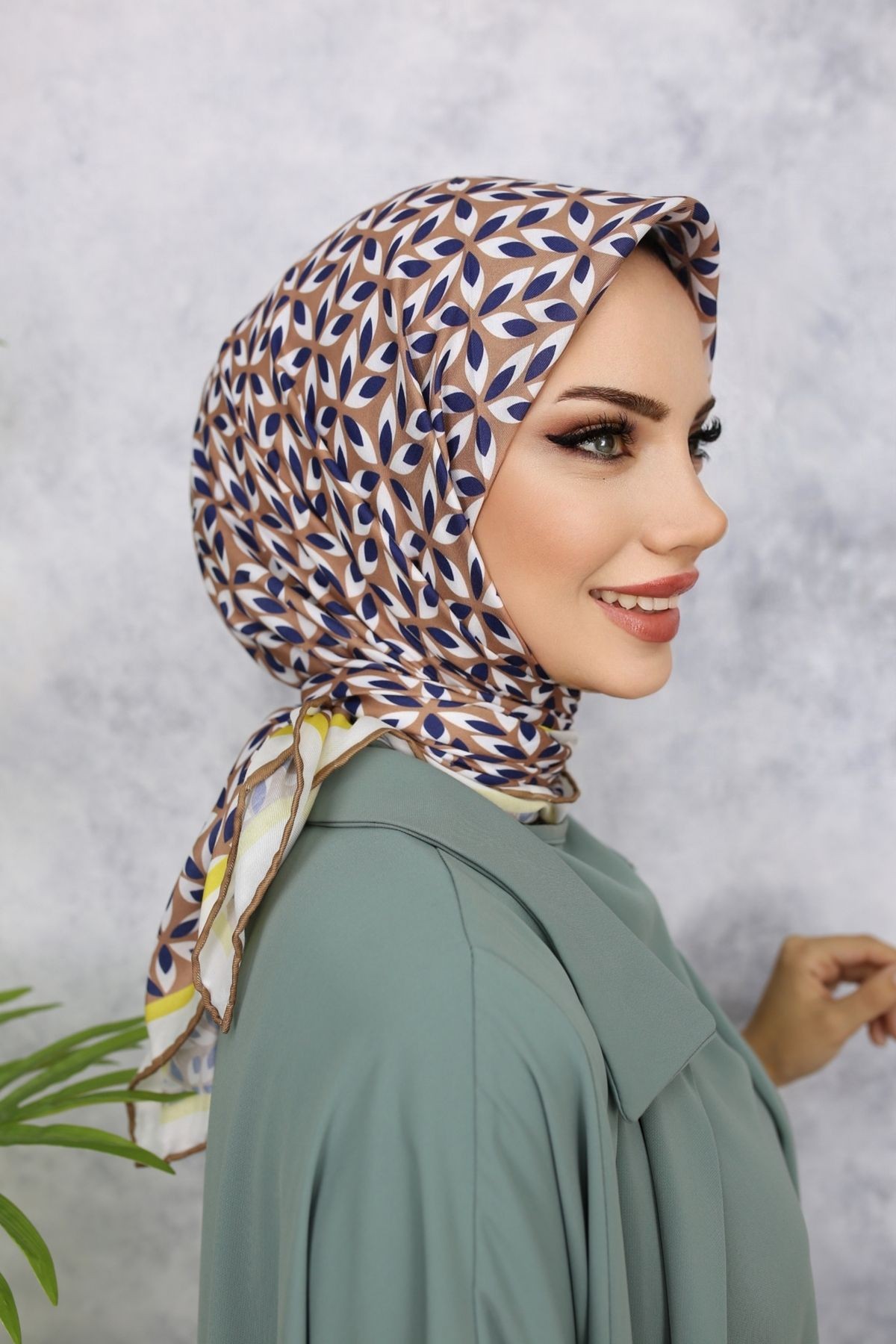 Scarf Rüzgargülü Desen Soft Eşarp - Vizon