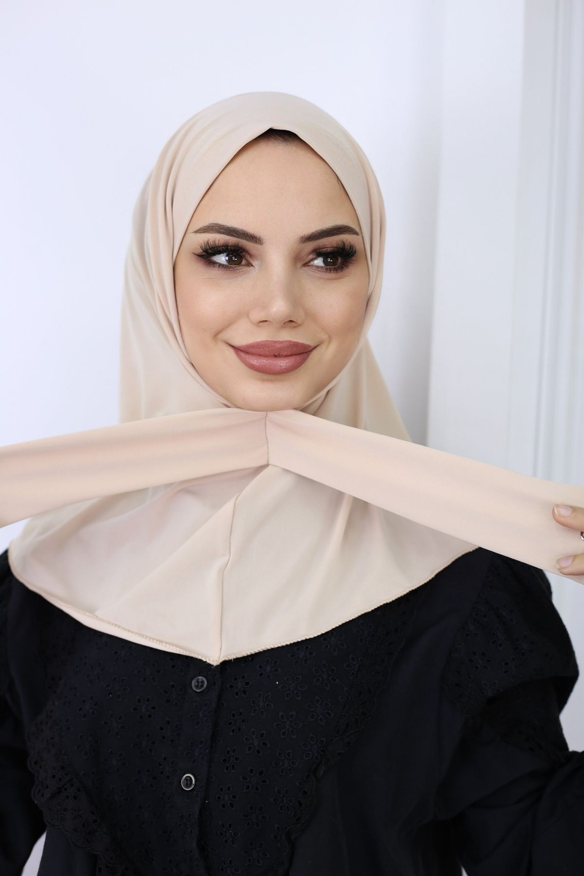 Çıtçıtlı Hazır Pratik Hijab Günlük Ve Havuz Bone Tesettür Kadın Şal Eşarp - 13