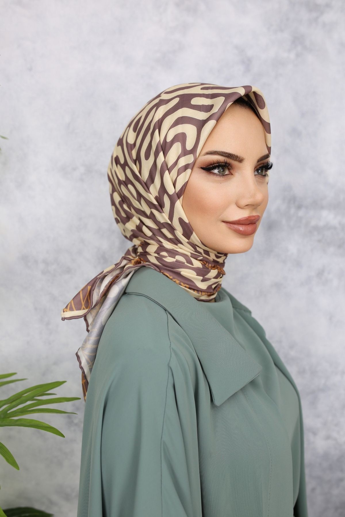 Scarf Zebra Desen Soft Eşarp - koyu vizon