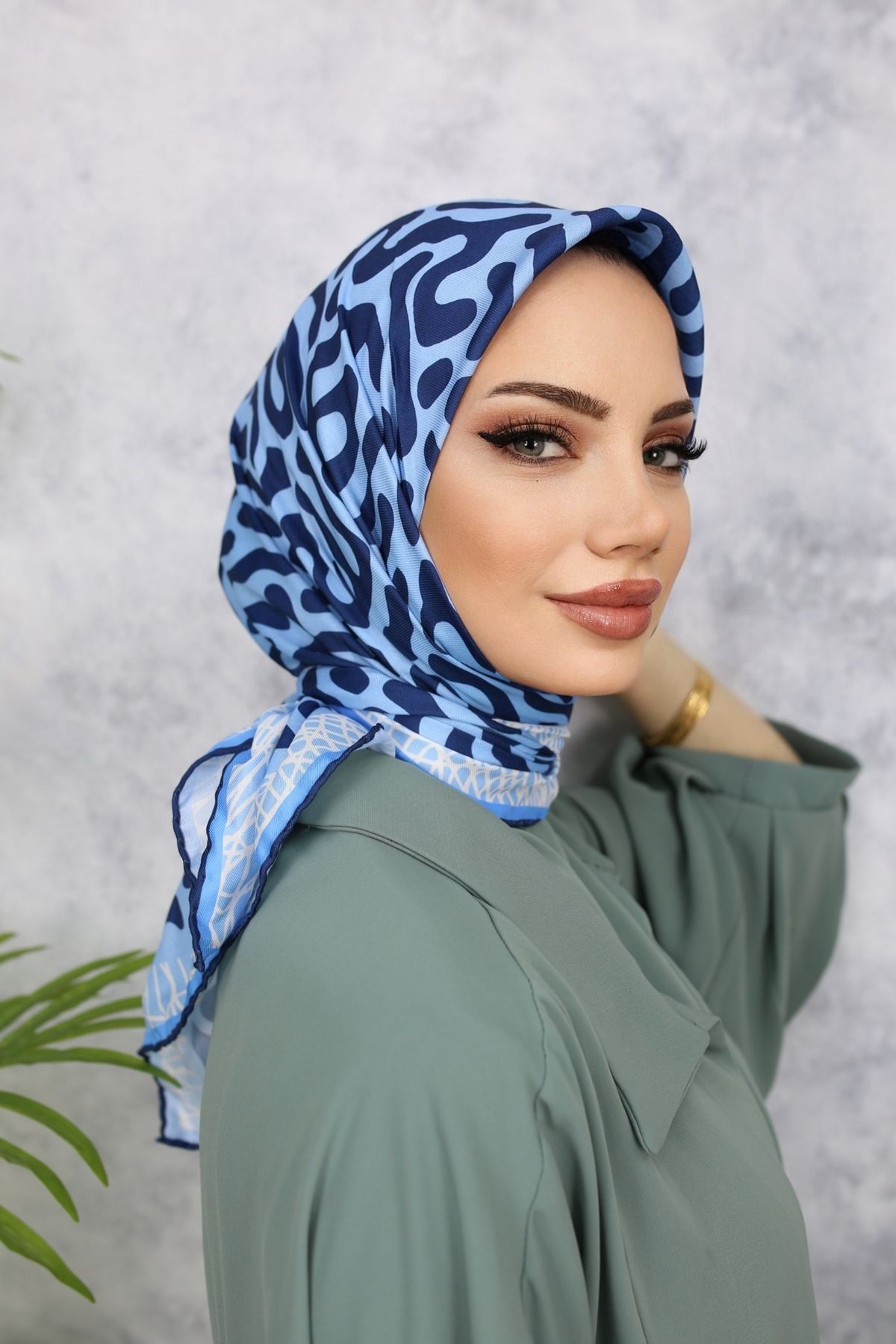 Scarf Zebra Desen Soft Eşarp - Lacivert