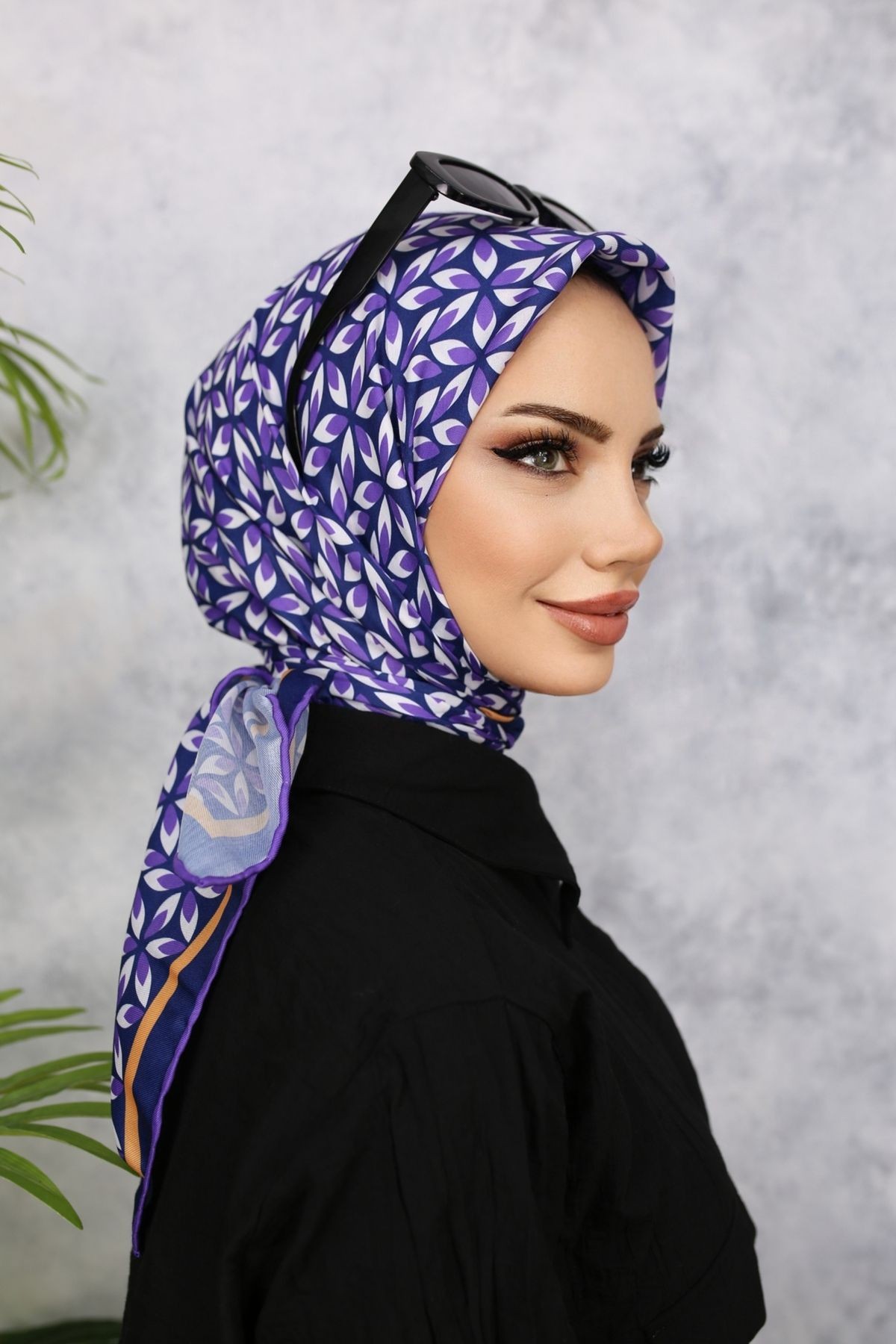 Scarf Rüzgargülü Desen Soft Eşarp - Mor