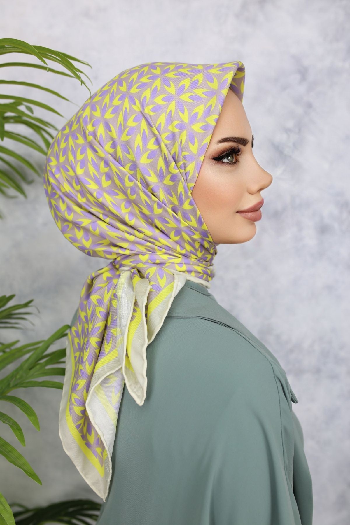 Scarf Rüzgargülü Desen Soft Eşarp - sarı