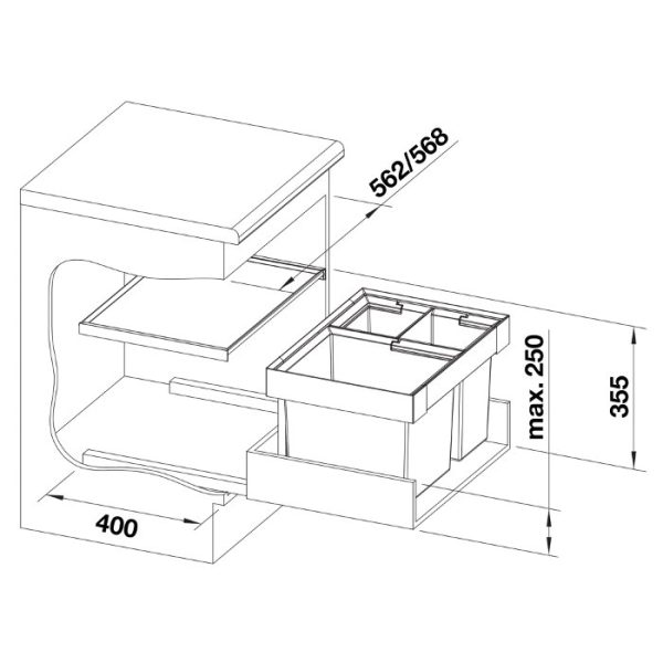 521473-Blanco Flexion II Xl 60/3 Atık Saklama Kabı