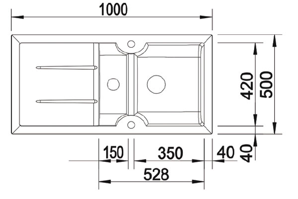 324162-Nuevo Sonas 6 S Çift Yönlü Siyah Seramik Eviye
