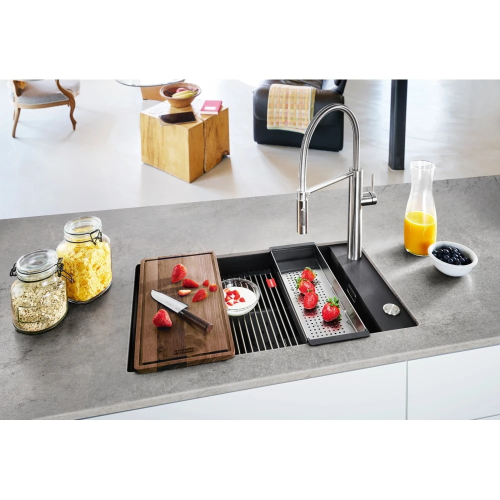 125.0529.612-Franke Kubus 2 Kng 110-62 Nero Granit Eviye