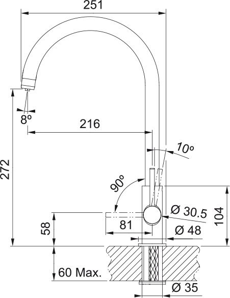 160.0702.660 - Franke Lina Clear Water Krom Arıtmalı Armatür