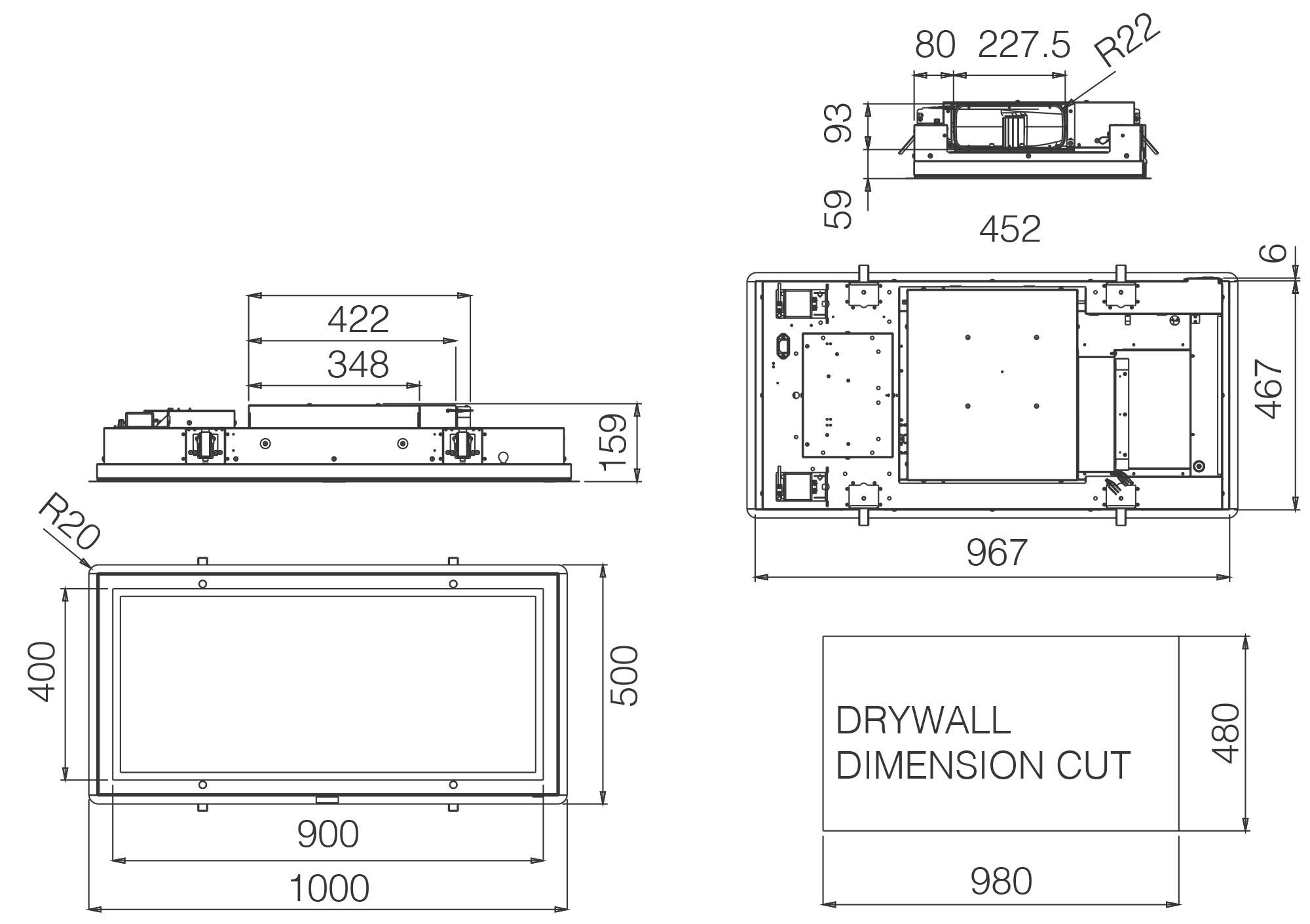 PRF0146232B-Elica Tavan Tipi Aspiratör Skydome H30 A/100 Cm