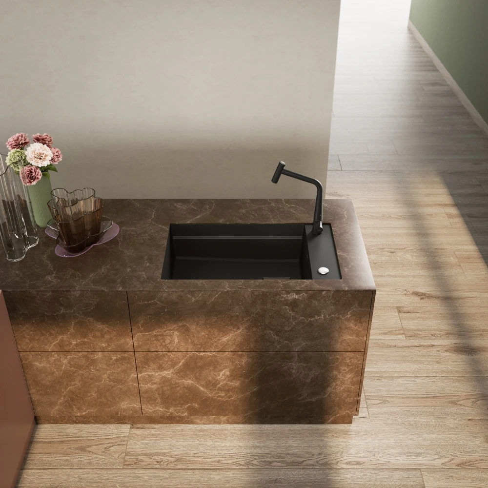 125.0529.612-Franke Kubus 2 Kng 110-62 Nero Granit Eviye