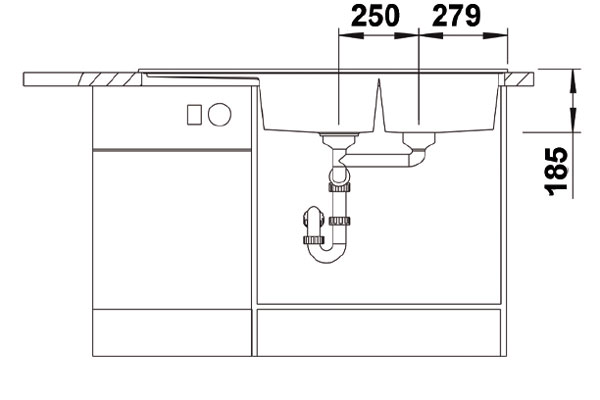 314160-Nuevo Sonas 8 S Sağ Damlalıklı Basalt Seramik Eviye