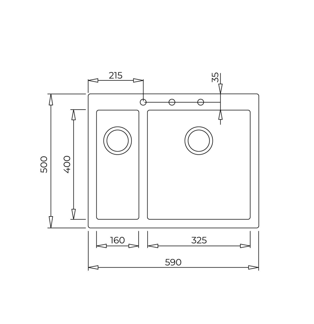 115260023-Teka Forsquare 590 Tg Arctic White Granit Eviye